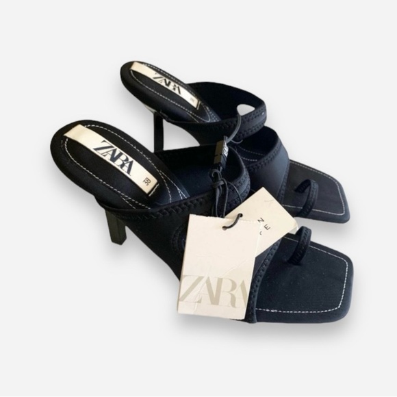Zara Shoes - 🌸New🌸 Zara Heeled Neoprene Sandal Shoes Size 7.5 Black NWT